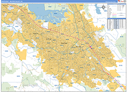 South Bay-Silicon Valley Metro Area Wall Map Basic Style 2026